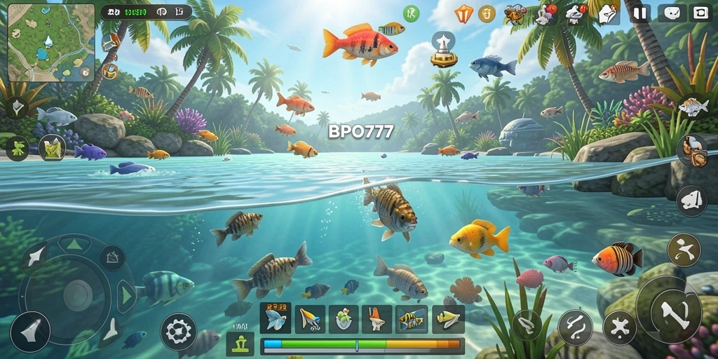 Tampilan gameplay seru BPO777 dengan aksi memancing nyata.