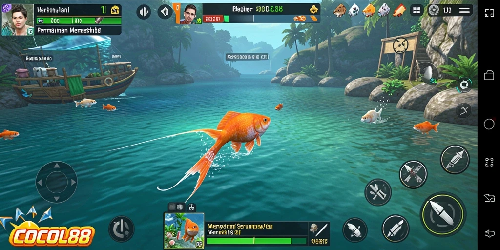 Screenshot COCOL88 yang menunjukkan gameplay memancing yang seru.