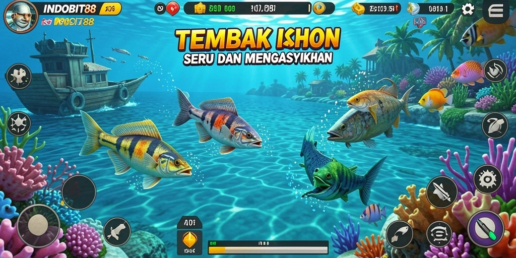 Tampilan permainan Tembak Ikan yang seru dan menarik.