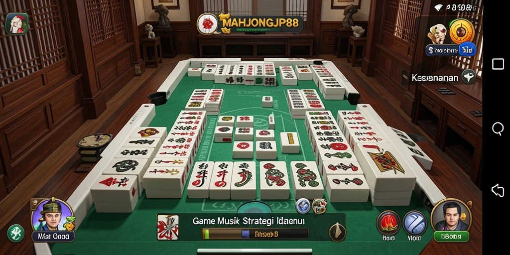 Tampilan menarik dari gameplay <strong>MAHJONGJP88</strong> dengan musik yang mengalun.