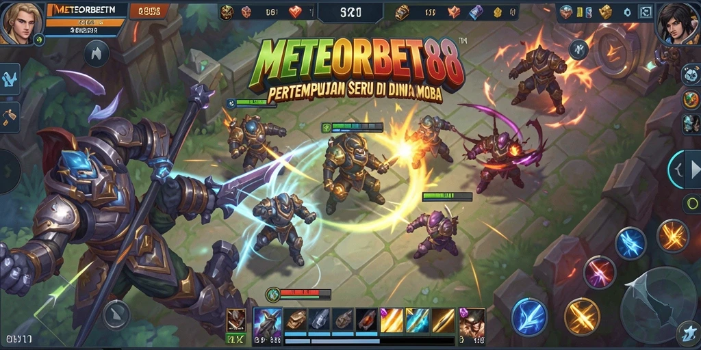 Screenshot gameplay METEORBET88 menampilkan pertempuran tim yang seru.