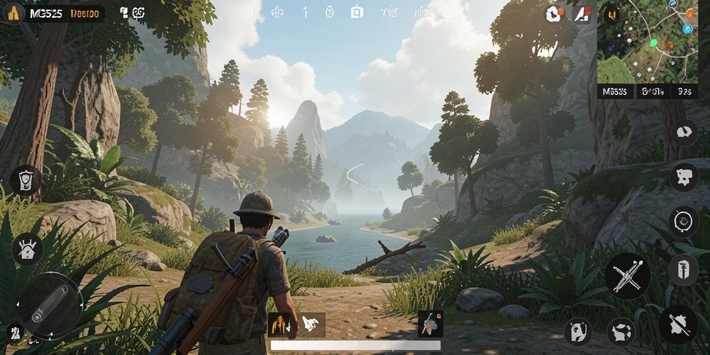 Tampilan gameplay MG525 yang menakjubkan dalam dunia terbuka.