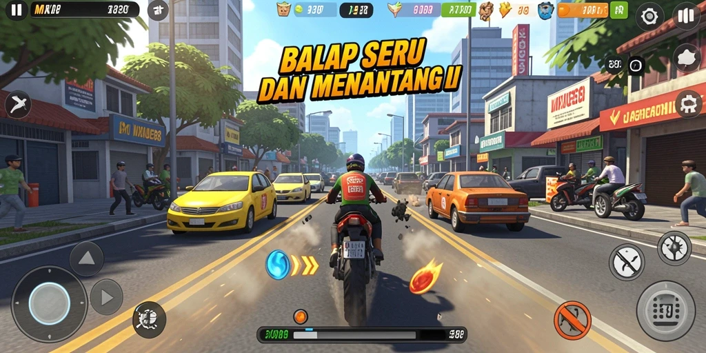 Tampilan gameplay MIXUE88 saat balapan yang seru dan mendebarkan.